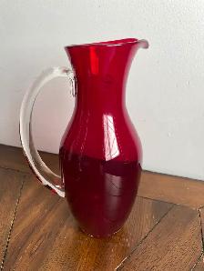 Red glass pitcher