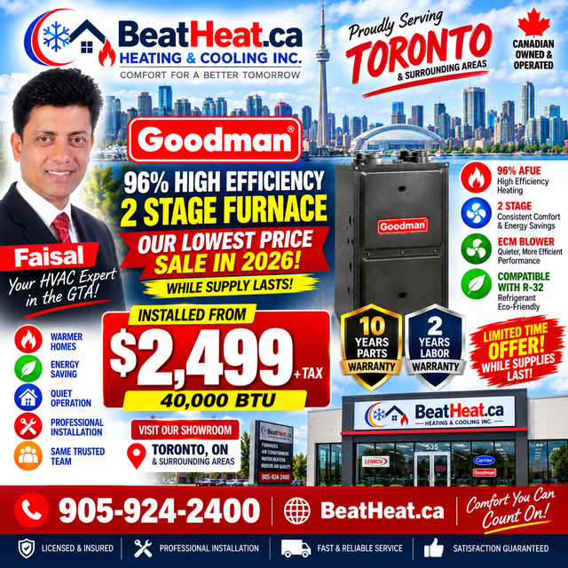 2 stage Goodman furnace with installation from $2499