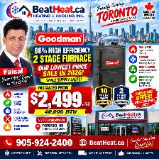 2 stage Goodman furnace with installation from $2499
