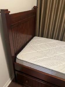 Solid Wood Twin Bed Frame with Storage Drawers – 90% New
