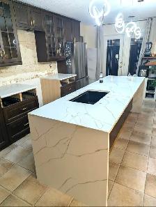 Quartz Kitchen Countertops – Islands & Waterfalls | Free Quotes - Photo 7