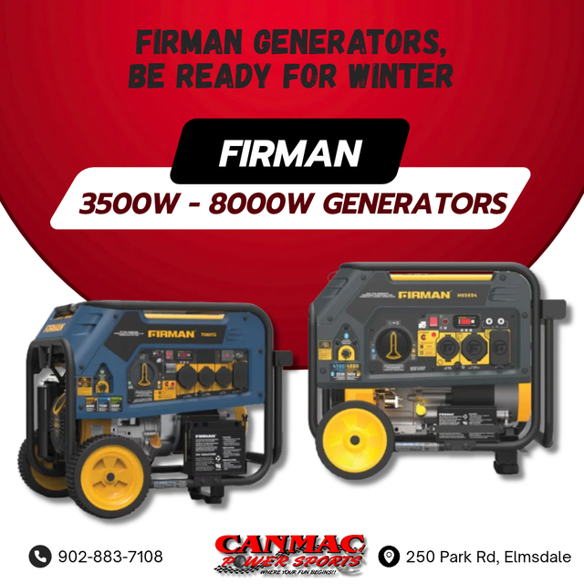 3500W - 8000W FIRMAN Generators in stock at Canmac!