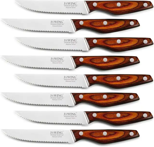 JXWING 8-Piece German High Carbon Stainless Steel Steak Knife