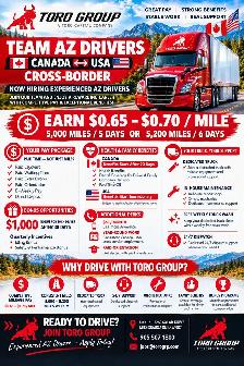 AZ TRUCK DRIVER - CROSS BORDER CAN/USA - MIN 3 YEARS EXP