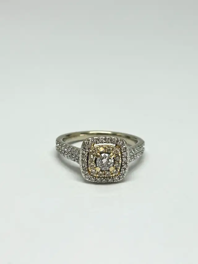 14K Two-Tone Diamond Double-Halo Ring