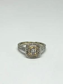 14K Two-Tone Diamond Double-Halo Ring