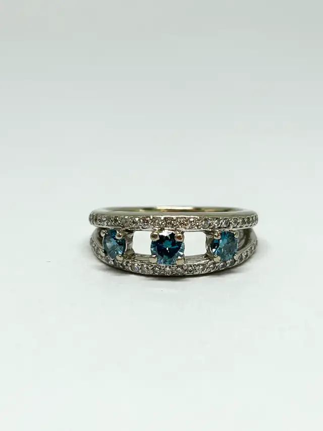 14k W/G Blue Diamond Ring