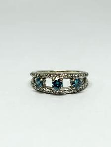 14k W/G Blue Diamond Ring