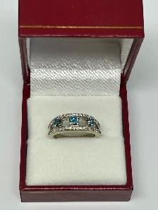 14k W/G Blue Diamond Ring - Photo 5