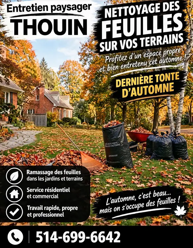 tonte gazon automne et ramassage de feuille