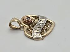 (B4609) Pendant 10kt Mixed Gold 1.30 grams Heart, MOM - Photo 3