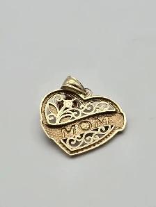 (B4609) Pendant 10kt Mixed Gold 1.30 grams Heart, MOM - Photo 5