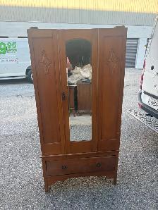 Free delivery antique Vintage Wooden Armoire with Mirror - Photo 3