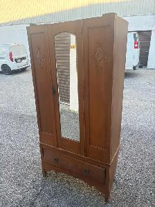 Free delivery antique Vintage Wooden Armoire with Mirror - Photo 5