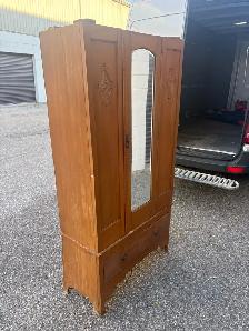 Free delivery antique Vintage Wooden Armoire with Mirror - Photo 6