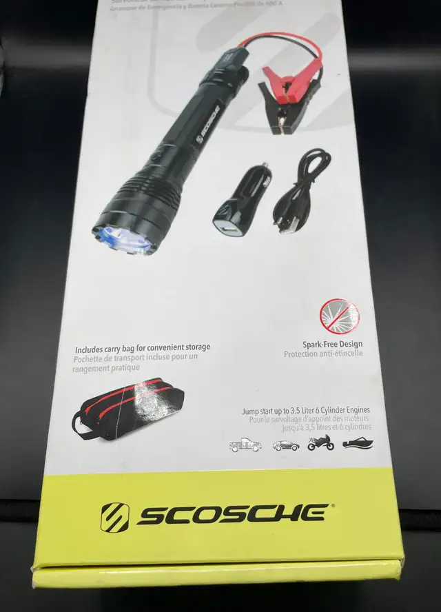 SCOSCHE 400A CAR JUMPER FLASHLIGHT/POWERBANK PBJF400