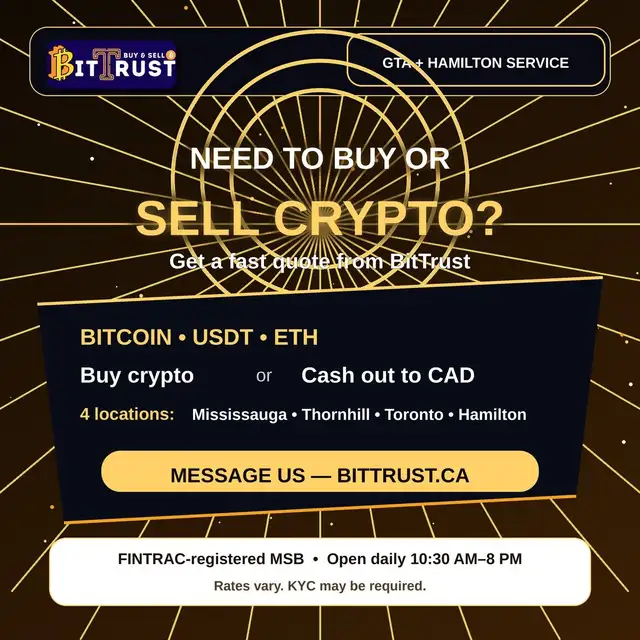 Buy & Sell BTC · USDT · ETH — Mississauga Walk-In