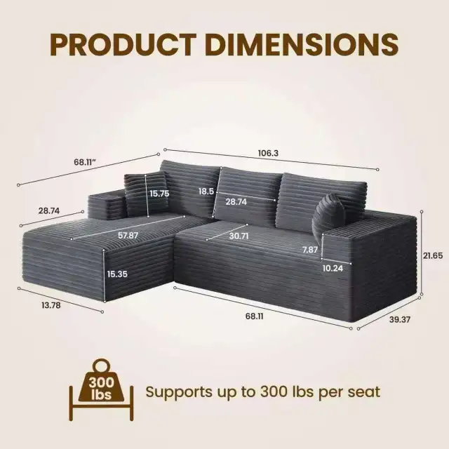 Brand New Modern Sectional Compressed Sofa Special $299