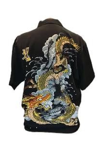 Dragon Print Short Sleeve Button Up Shirt - Photo 2
