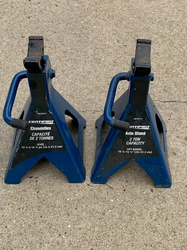 2 Certified axle stands (2 ton capacity).