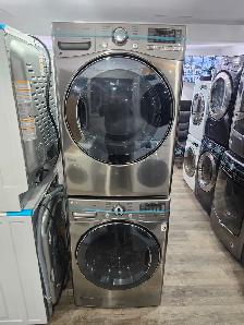 WOW LG 27' Stainless Steel Front-Load Stackable Washer Dryer Set