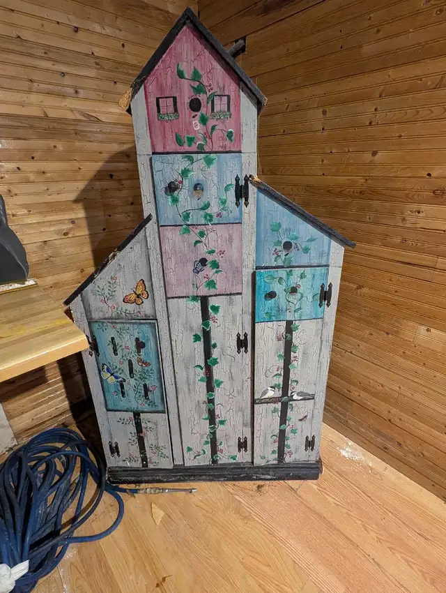 hand painted storage cabinet