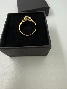 Women's 14K Gold Cluster Ring w Emerald and Diamonds~Size 6.5 - Photo 3