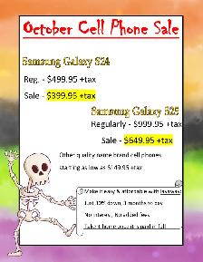 October Samsung Cellphone Sale at First Stop Swap Shop