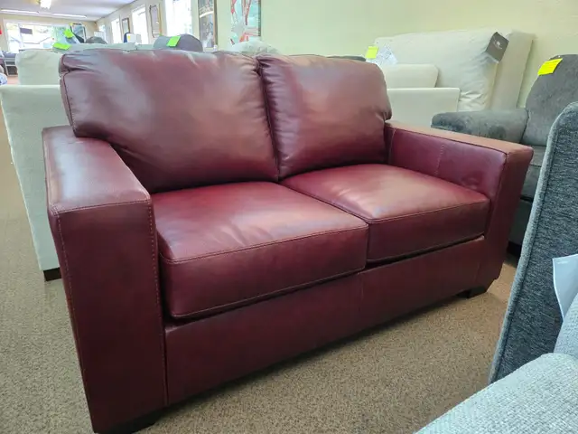 New Bolsena Garnett Leather Loveseat Reg. $1299