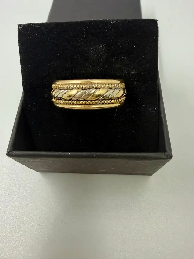 Men's 10K White Gold & Gold Rope Band~Size 9.5