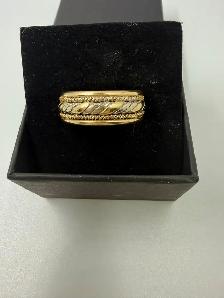 Men's 10K White Gold & Gold Rope Band~Size 9.5
