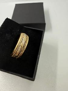 Men's 10K White Gold & Gold Rope Band~Size 9.5 - Photo 2