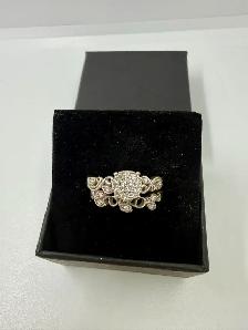 Women's 10K White Gold Engagement Ring Set~Size 7.5