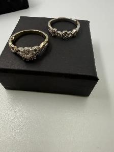 Women's 10K White Gold Engagement Ring Set~Size 7.5 - Photo 2
