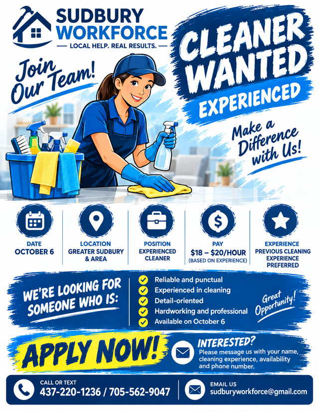 CLEANER WANTED – EXPERIENCED