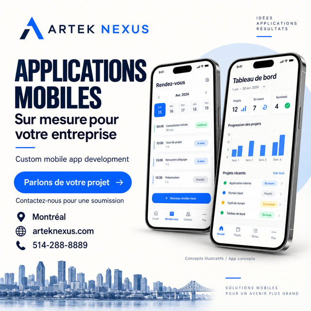 Apps mobiles | Mobile App Development Montréal – Artek Nexus