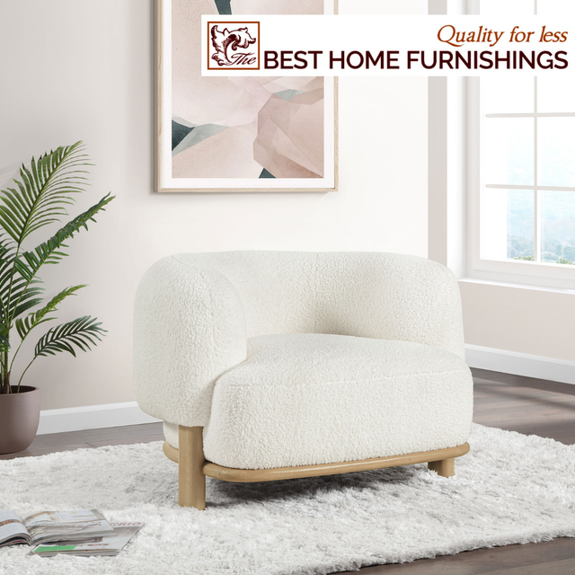 Modern Textured Off-White Swivel Accent Chair