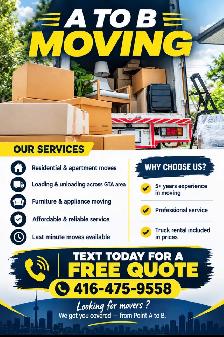 A to B Moving - Furniture & appliance moving services