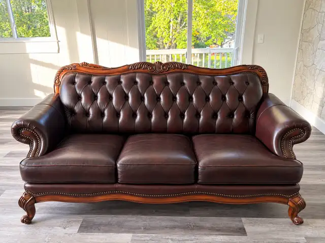 Chocolate Brown Leather Sofa, Loveseat & Chair
