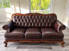 Chocolate Brown Leather Sofa, Loveseat & Chair