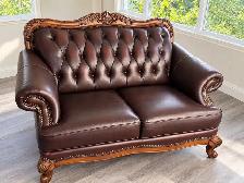 Chocolate Brown Leather Sofa, Loveseat & Chair - Photo 2