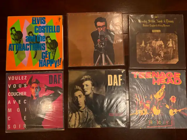 6 vintage vinyl LP records (Elvis Costello, Teenage Head, etc)