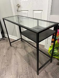 Modern Glass & Black Metal Laptop Desk / Console Table - Photo 2