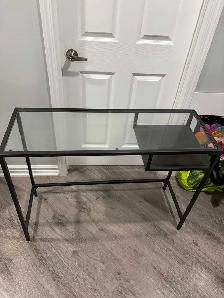 Modern Glass & Black Metal Laptop Desk / Console Table - Photo 3