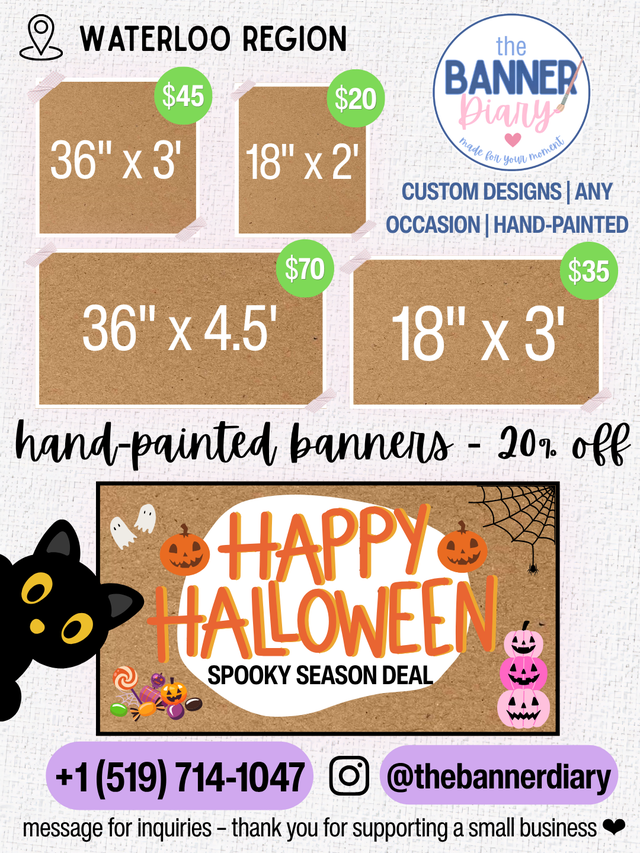 CUSTOM HAND-PAINTED BANNERS | Waterloo Region | 20% OFF