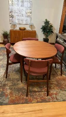 Mid century modern TEAK TECK Dining room set. Table. Chairs chai - Photo 2