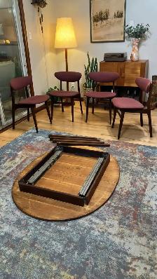 Mid century modern TEAK TECK Dining room set. Table. Chairs chai - Photo 4