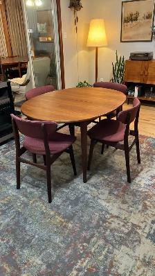 Mid century modern TEAK TECK Dining room set. Table. Chairs chai - Photo 10