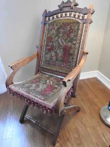 Antique victorian folding deck carpet chair 1890-1910