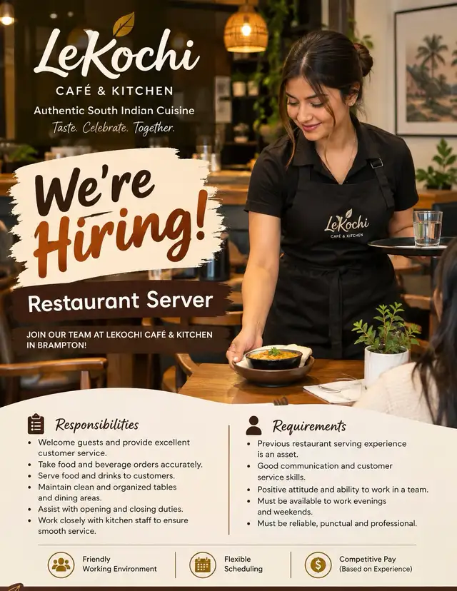 URGENT HIRING – RESTAURANT SERVER!